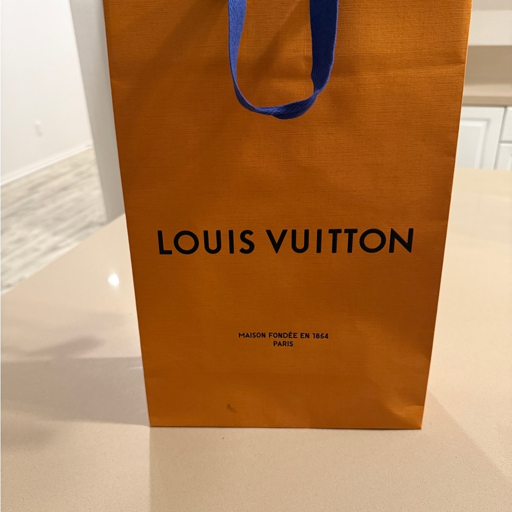 Louis Vuitton Orange Gift Bag with Blue Handle